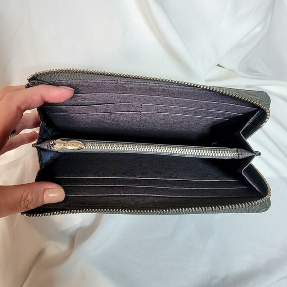 Furla Babylon Continental Zip-Around Wallet | Grey Saffiano Leather ~ EUC - Picture 9 of 11